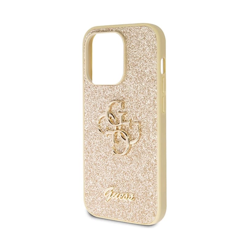 Guess Glitter Script Big 4G - Case for iPhone 14 Pro (Gold) 6