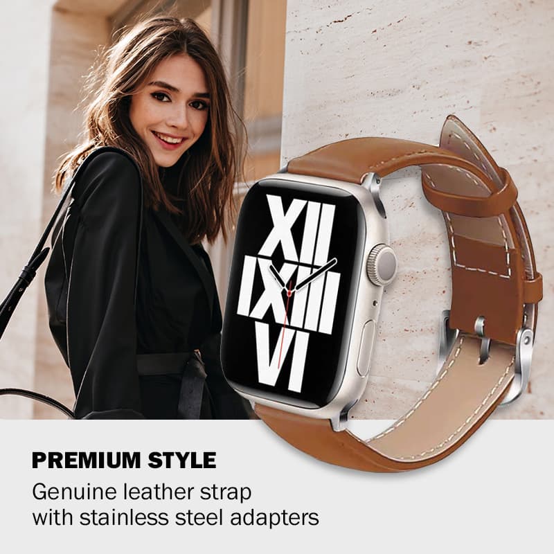 Crong Noble Band - Genuine Leather Strap for Apple Watch 38/40/41/42 mm (Mocha) 7