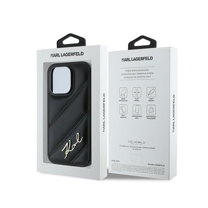 Karl Lagerfeld Diagonal Quilted Script - Case for iPhone 14 Pro (Black) 8