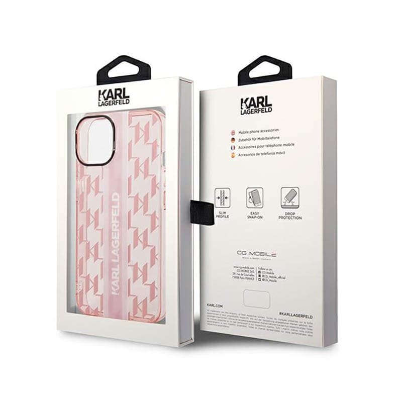 Karl Lagerfeld Mono Vertical Stripe - Case for iPhone 14 Plus (Pink) 8