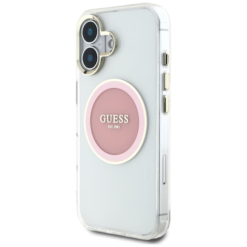 Guess IML Metal Colored Circle Classic Logo MagSafe - Case for iPhone 16 (pink) 2
