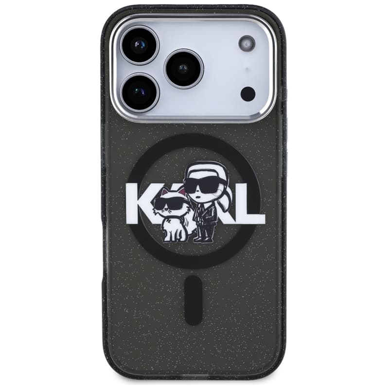 Karl Lagerfeld IML Glitter Karl & Choupette Sketch Logo MagSafe - Case iPhone 17 Pro (Black) 3
