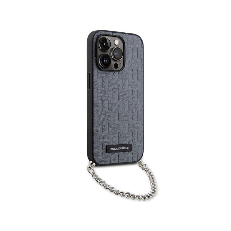Karl Lagerfeld Saffiano Monogram Chain - Case for iPhone 14 Pro Max (Silver) 3