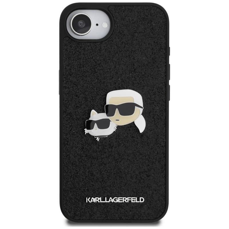 Karl Lagerfeld Fixed Glitter Karl & Choupette Heads Metal Pin - Case for iPhone 16e (black) 3