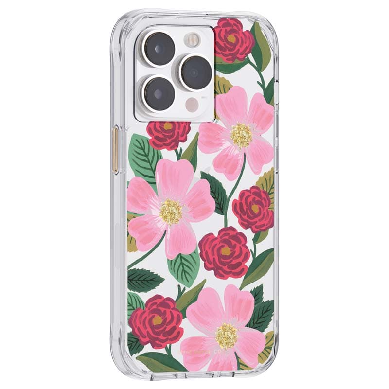 Rifle Paper Clear - Case decorated in gold for iPhone 14 Pro Max (Rose Garden) 2