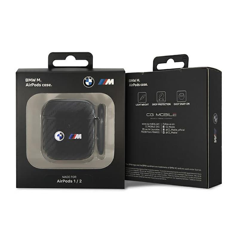 BMW Carbon Double Metal Logo - Case for AirPods 1/2 gen (Black) 3