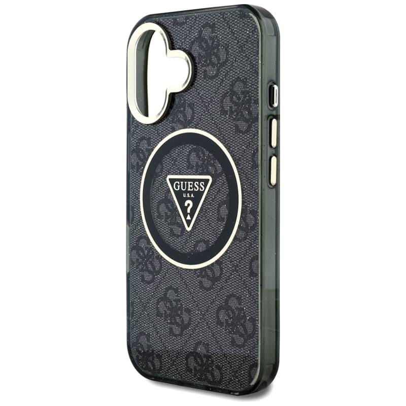 Guess IML Metal Glitter 4G Circle Triangle MagSafe - Case for iPhone 16 (black) 6