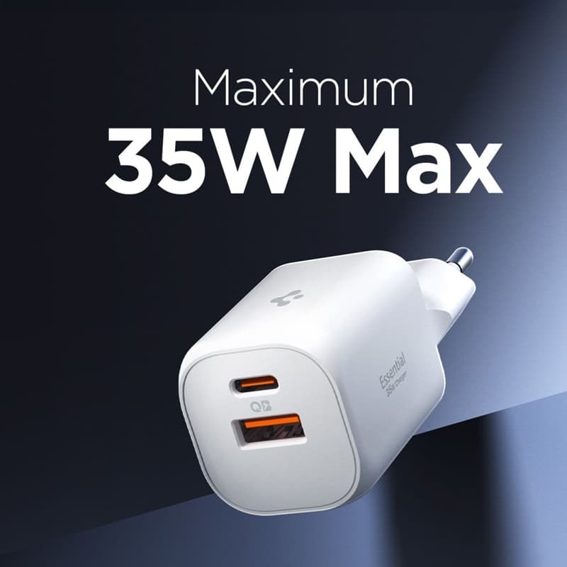 Spigen Essential EE352EU GaN Pro - USB-C + USB-A 35W Wall Charger (White) 4