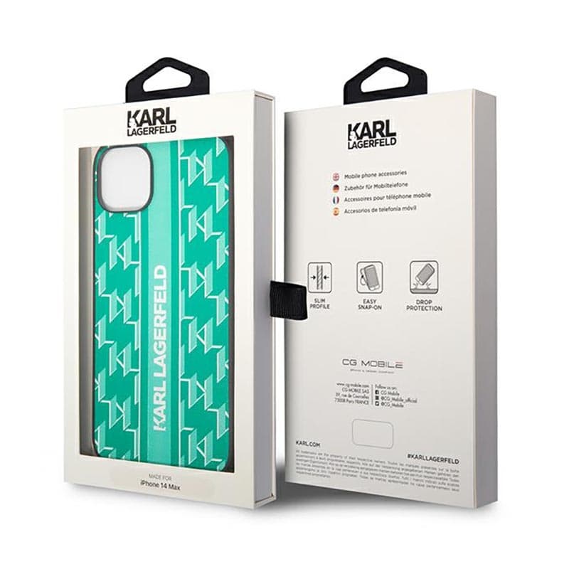Karl Lagerfeld Monogram Stripe - Case for iPhone 14 Plus (Green) 8
