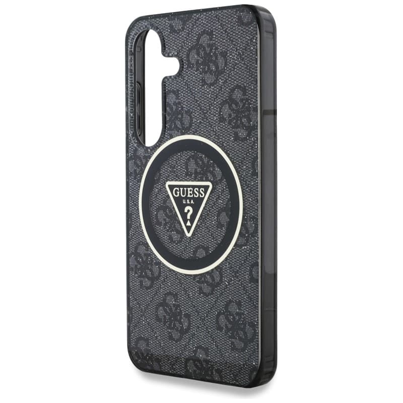 Guess 4G Glitter Triangle Buttons MagSafe - Case for Samsung Galaxy S25+ (black) 6