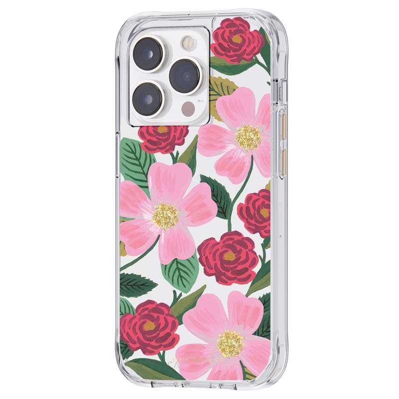 Rifle Paper Clear - Case decorated in gold for iPhone 14 Pro Max (Rose Garden) 3