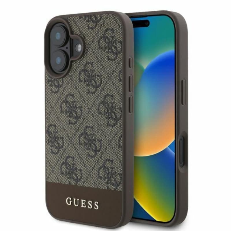 Guess 4G Bottom Stripe - Case for iPhone 16 (brown) 1