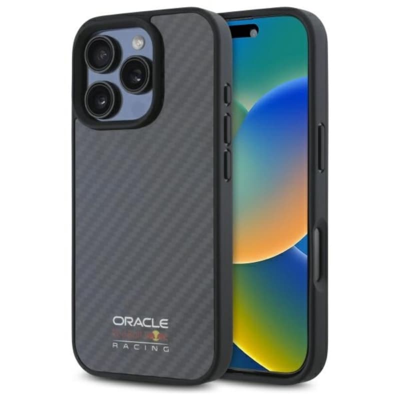 Red Bull Carbon Fiber Shiny Logo MagSafe - iPhone 16 Pro Max Case (Black) 1