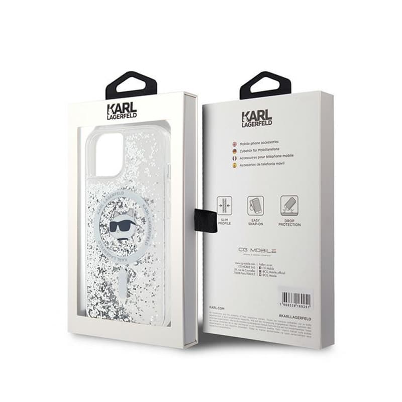 Karl Lagerfeld Liquid Glitter Choupette Head MagSafe - iPhone 15 Plus / 14 Plus Case (Transparent) 8