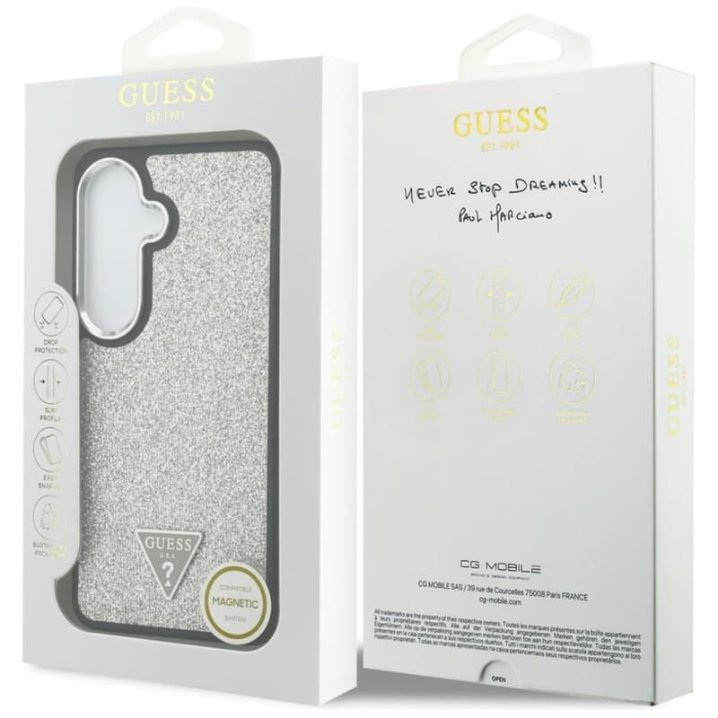 Guess Fixed Glitter Triangle MagSafe - Samsung Galaxy S26 Case (Silver) 8