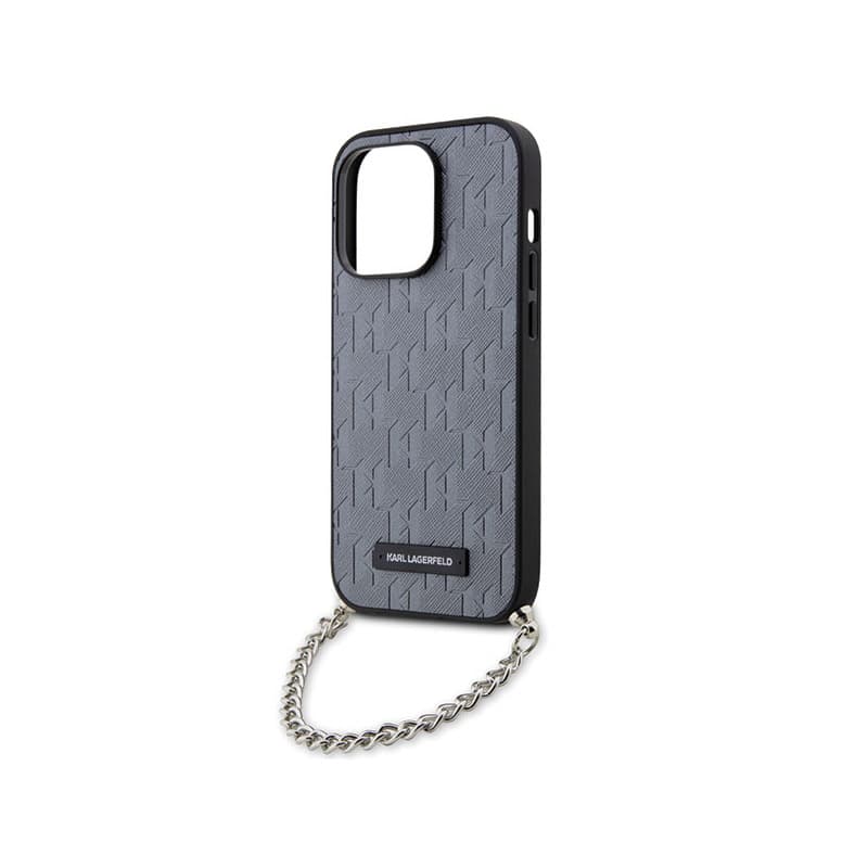 Karl Lagerfeld Saffiano Monogram Chain - Case for iPhone 14 Pro Max (Silver) 5