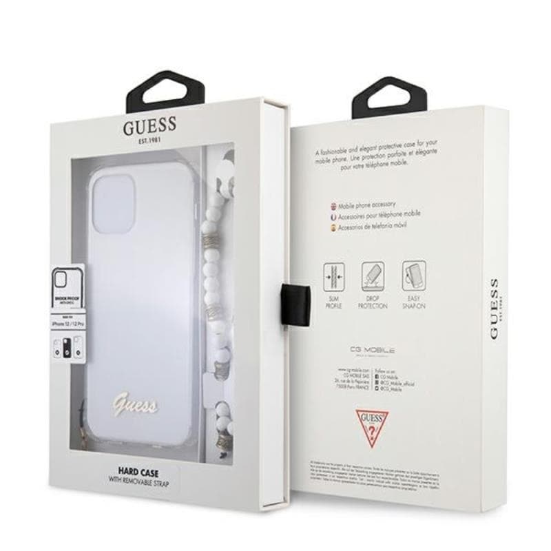 Guess White Pearl Strap - Case iPhone 12 / iPhone 12 Pro (Clear) 8
