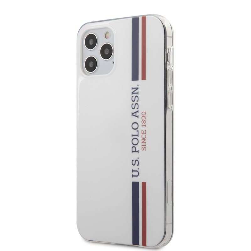 US Polo Assn Shiny Tricolor Stripes - Case for iPhone 12 / iPhone 12 Pro (white) 1