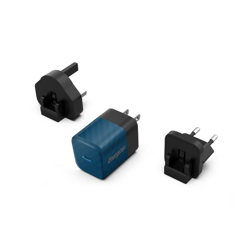 Energizer Ultimate - Multiplug EU / UK / US GaN 20W PD mains charger (Blue) 1