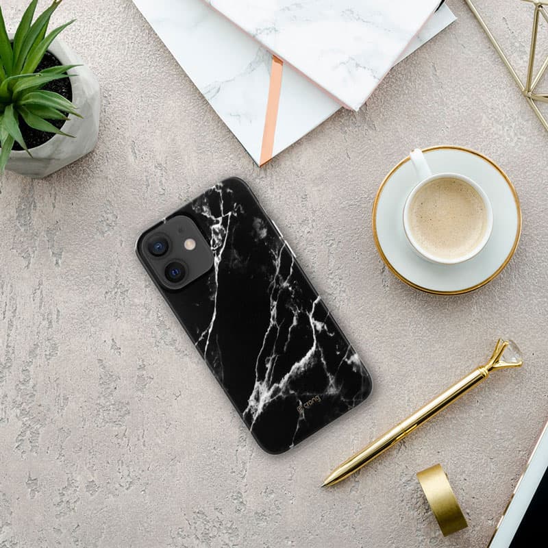 Crong Marble Case - iPhone 12 Mini Case (Black) 4