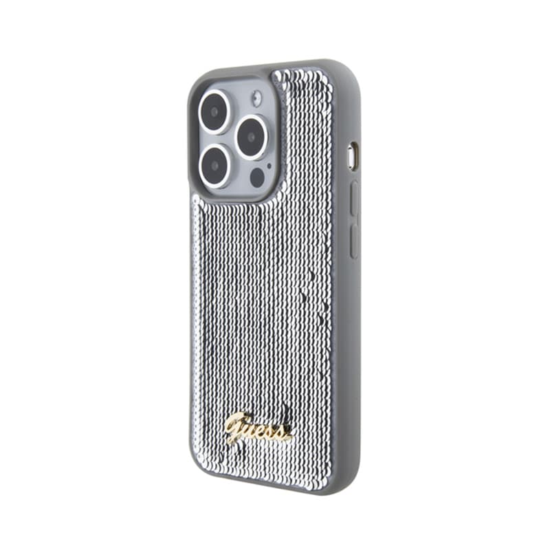 Guess Sequin Script Metal - Case for iPhone 15 Pro (Silver) 2