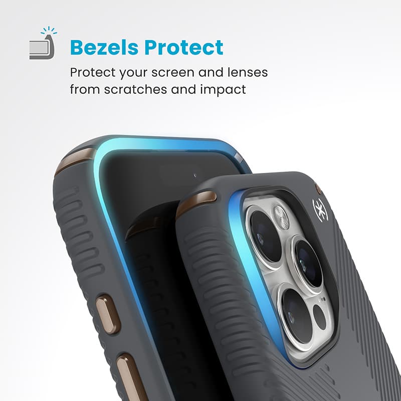 Speck Presidio2 Grip ClickLock & MagSafe - iPhone 16 Pro Case (Charcoal Gray / Cool Bronze / White) 6