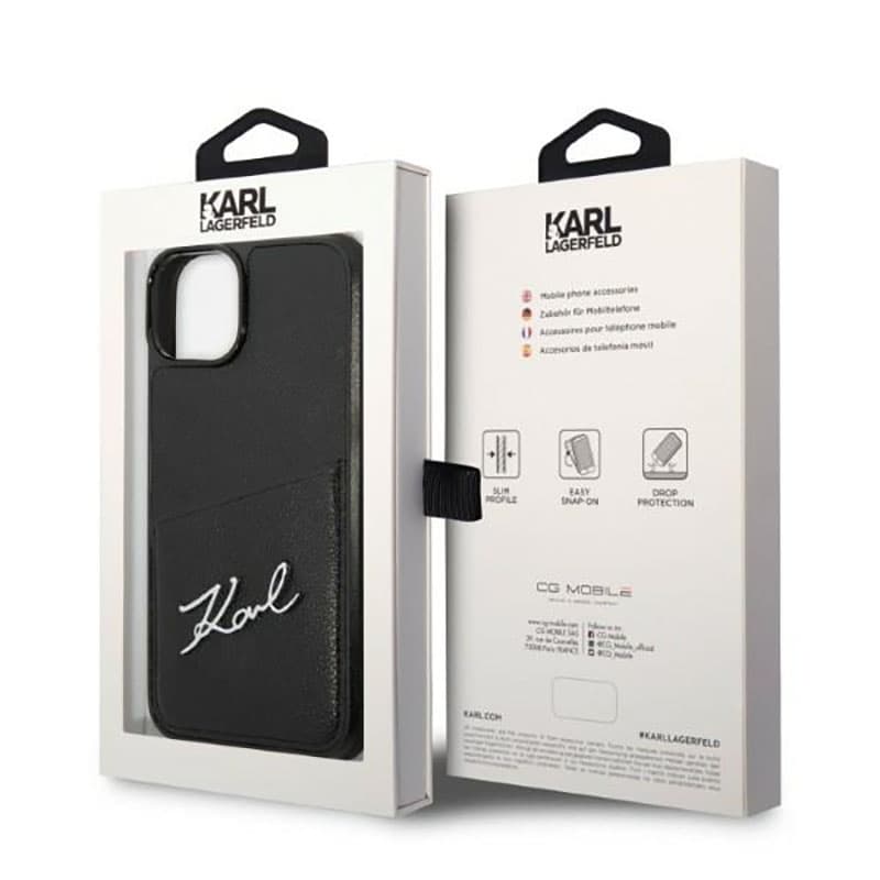 Karl Lagerfeld Signature Logo Cardslot - Case for iPhone 14 Plus (Black) 8