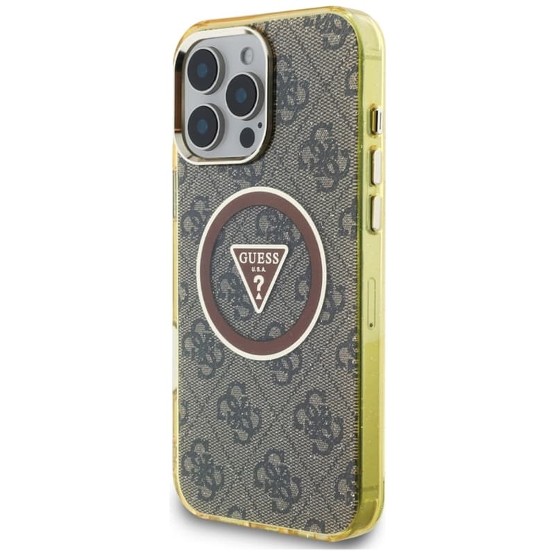 Guess IML Metal Glitter 4G Circle Triangle MagSafe - Case for iPhone 16 Pro (brown) 2