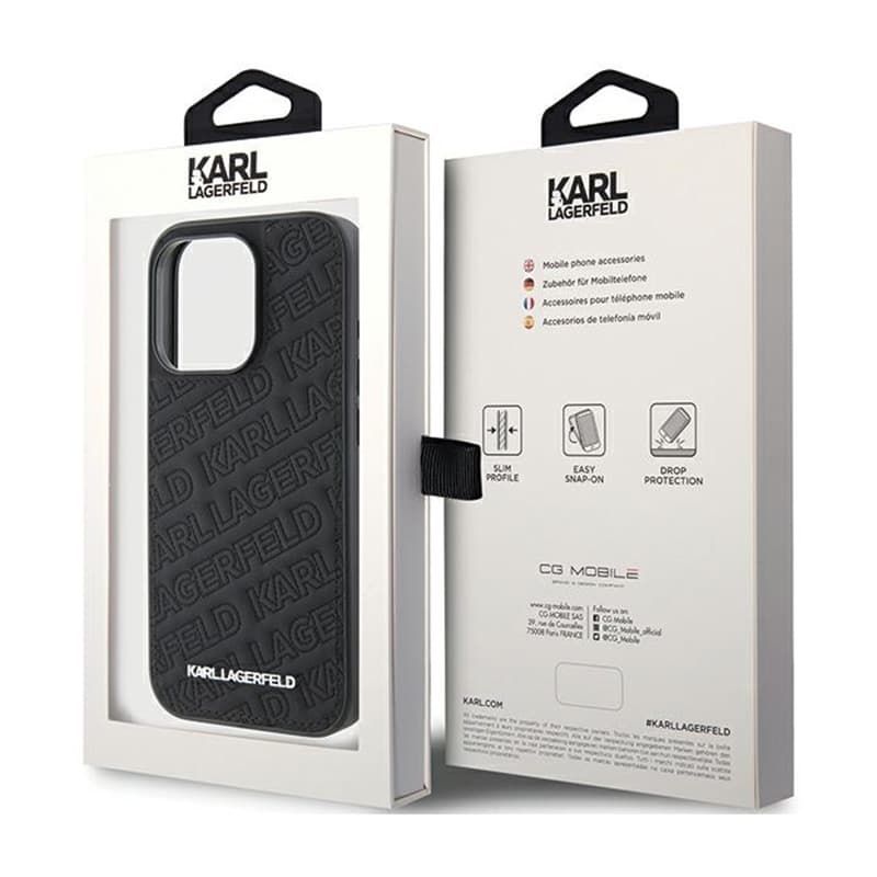 Karl Lagerfeld Quilted K Pattern - iPhone 15 Pro Case (Black) 8