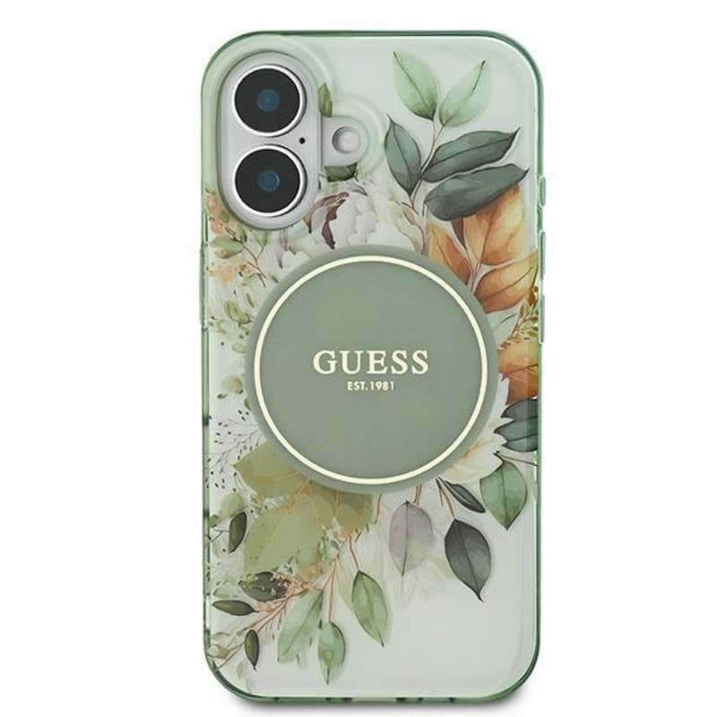 Guess IML Flower & Tonal Circle MagSafe - Case for iPhone 16 (Green) 3