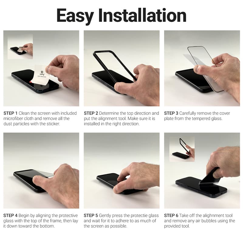 Crong 3D Armor Glass - 9H Full Glue Tempered Glass for iPhone 16 / iPhone 15 + Installation Frame 6