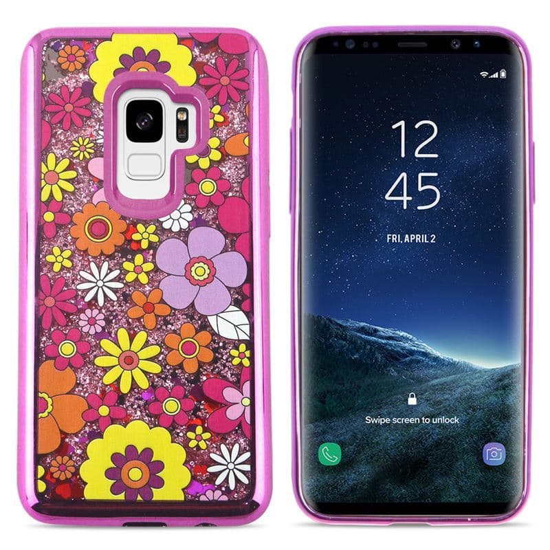 Zizo Liquid Glitter Star Case for Samsung Galaxy S9 (Multiflowers) 2