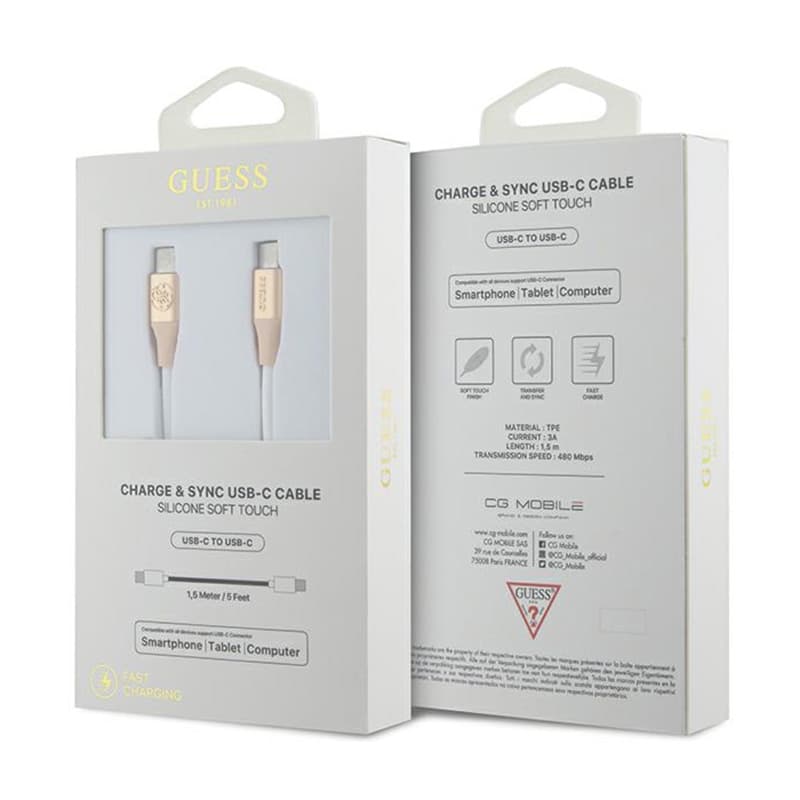 Guess Ebossed Logo - USB-C to USB-C Fast Charging cable 1.5m (gold) 2