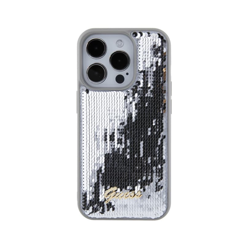 Guess Sequin Script Metal - Case for iPhone 15 Pro (Silver) 3