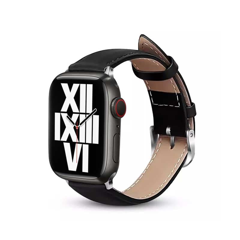 Crong Noble Band - Genuine Leather Strap for Apple Watch 44/45/46/49 mm (Black Noir) 1