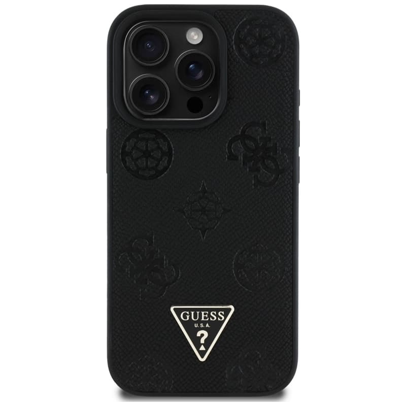 Guess Grained Hot Stamp Peony Triangle Logo MagSafe - Case for iPhone 16 Pro (black) 3