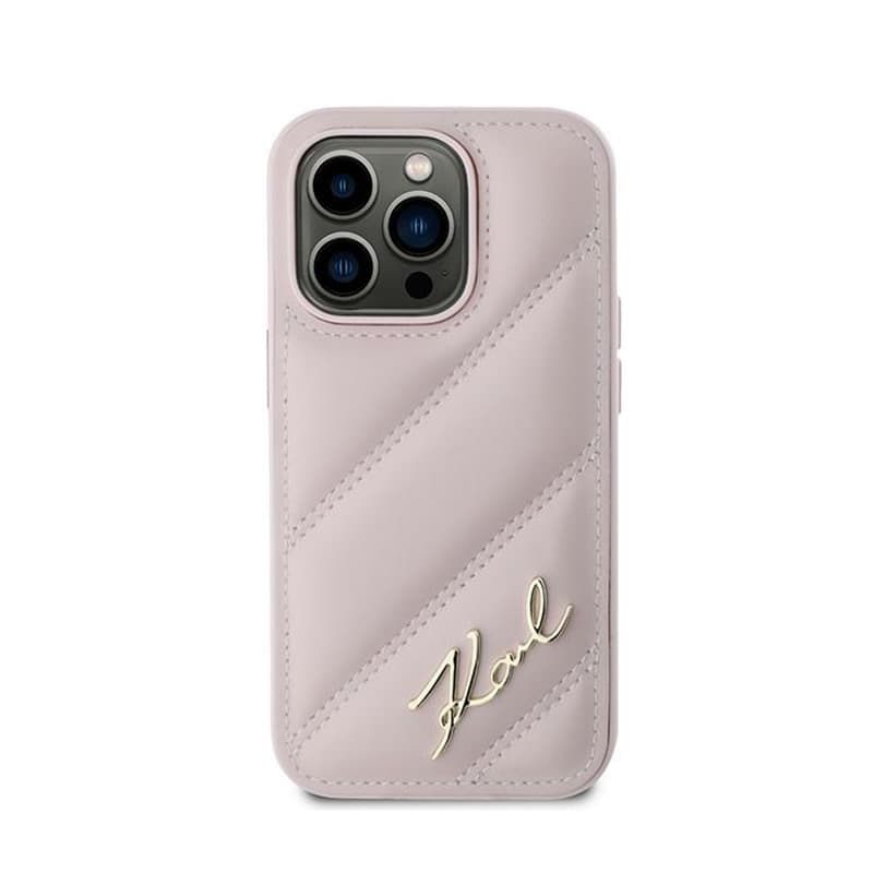 Karl Lagerfeld Diagonal Quilted Script - Case for iPhone 14 Pro (Pink) 3