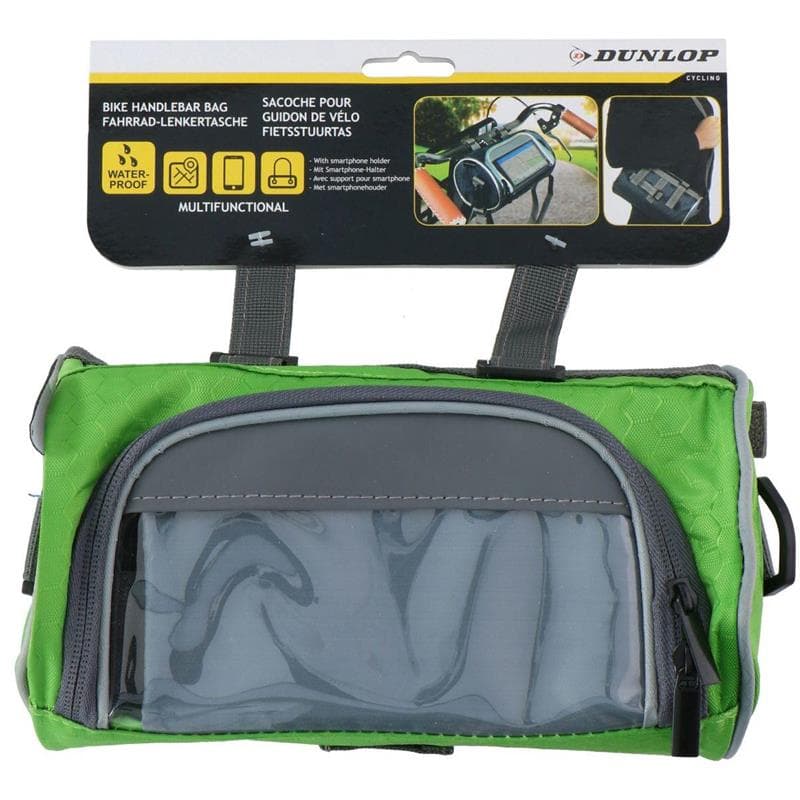 Dunlop - Handlebar bag / bicycle pannier with smartphone pocket (green) 2