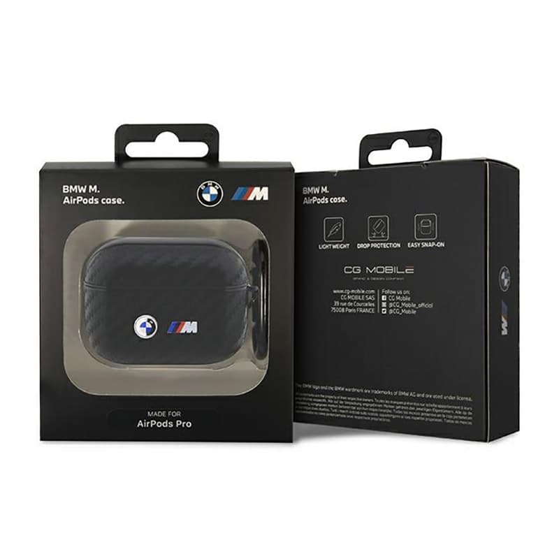 BMW Carbon Double Metal Logo - Case for Apple AirPods Pro (Black) 3