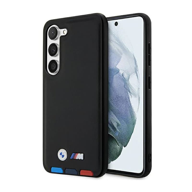 BMW Leather Hot Stamp Tricolor - Case for Samsung Galaxy S23+ (Black)