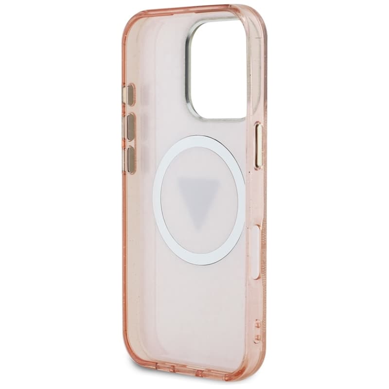 Guess IML Metal Glitter 4G Circle Triangle MagSafe - Case for iPhone 16 Pro (pink) 7