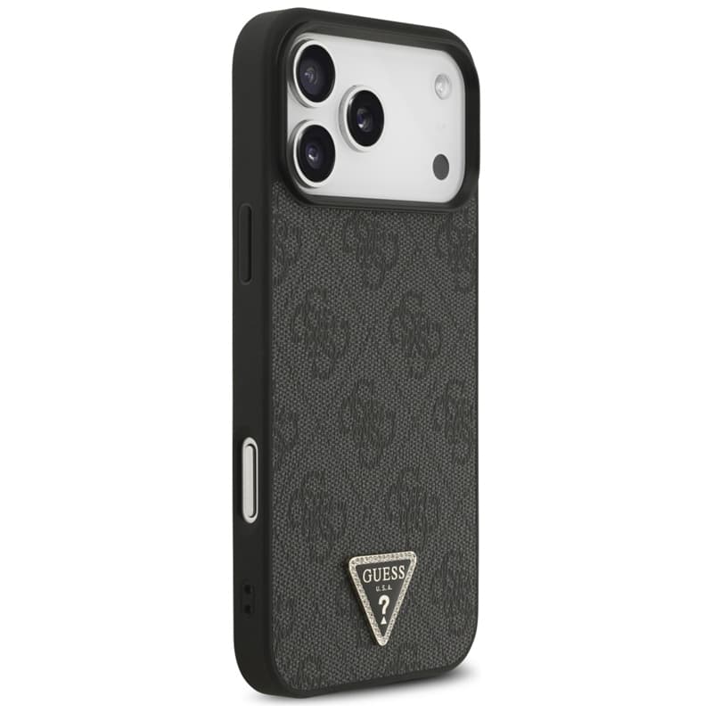 Guess Leather 4G Triangle Strass MagSafe - Case iPhone 17 Pro Max (Black) 4