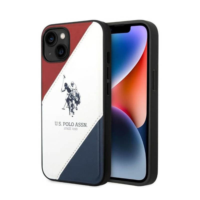 US Polo Assn Tricolor Embossed - Case for iPhone 14 (White) 1