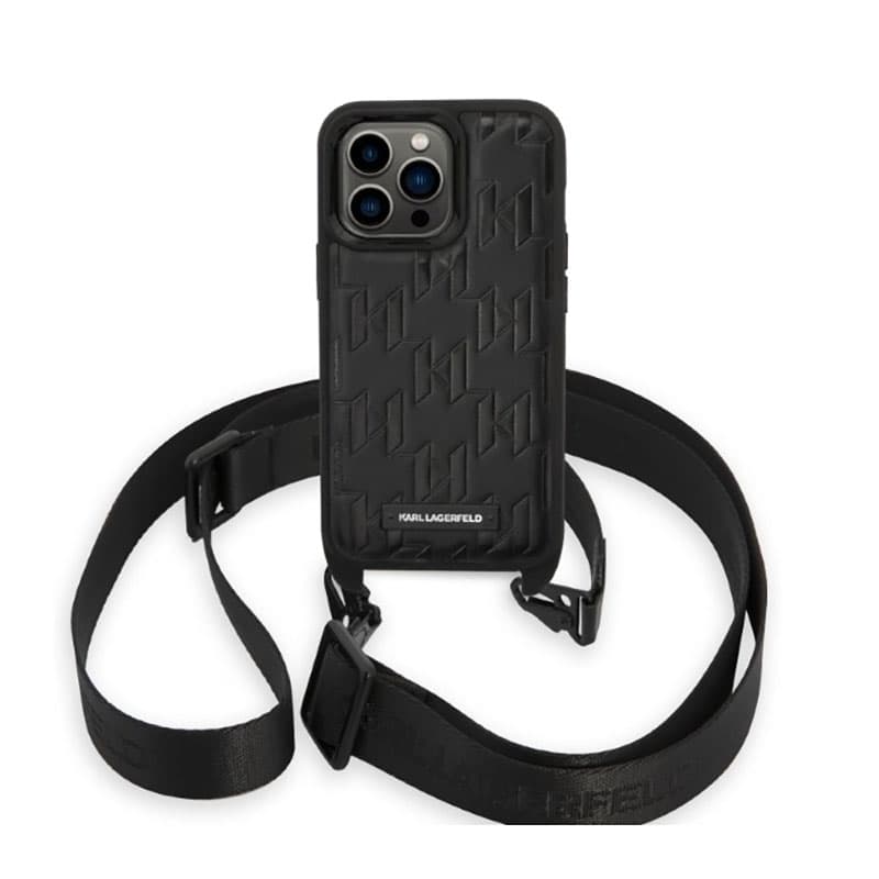 Karl Lagerfeld Monogram Plaque Logo Strap - Case for iPhone 14 Pro (Black) 2