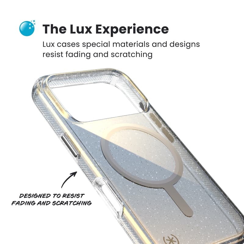Speck Presidio Lux MagSafe - iPhone 17 Pro Case (Hyper Mirror Glitter / Silver Metallic) 3