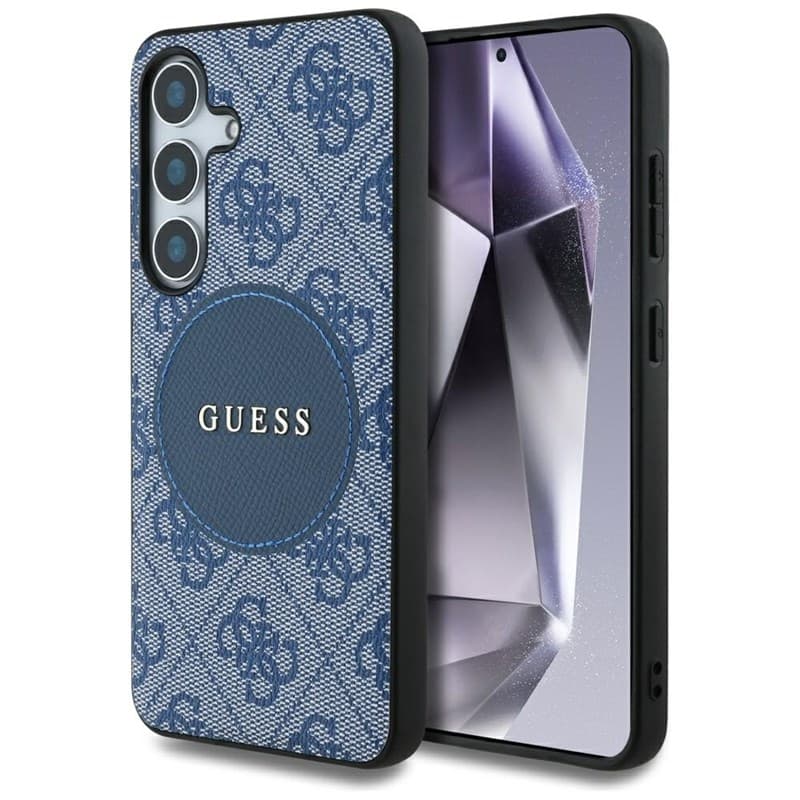 Guess 4G Round Patch Classic Logo MagSafe - Case for Samsung Galaxy S25+ (blue)