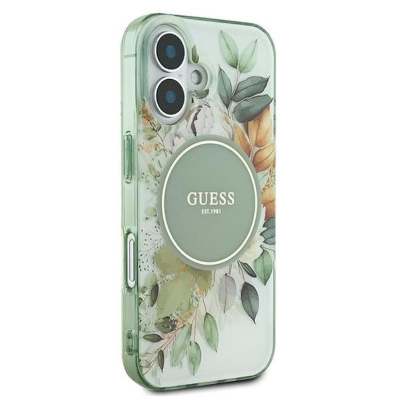 Guess IML Flower & Tonal Circle MagSafe - Case for iPhone 16 (Green) 4