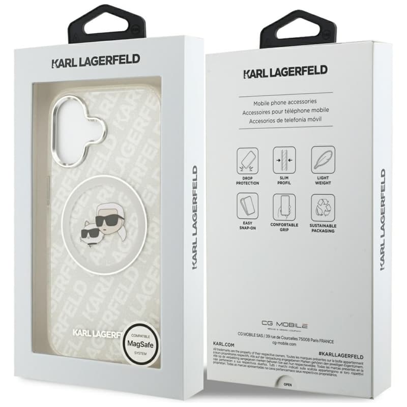 Karl Lagerfeld IML Glitter Karl & Choupette Heads Logo MagSafe - Case for iPhone 17 (gray) 8