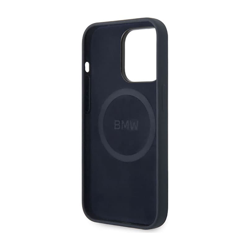 BMW Liquid Silicone Case Metal Logo MagSafe - Case for iPhone 14 Pro (Navy Blue) 7