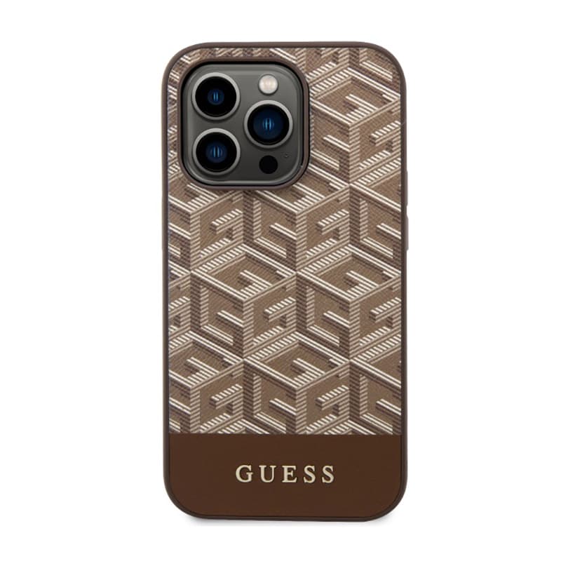 Guess GCube Stripes MagSafe - Case for iPhone 14 Pro (Brown) 3